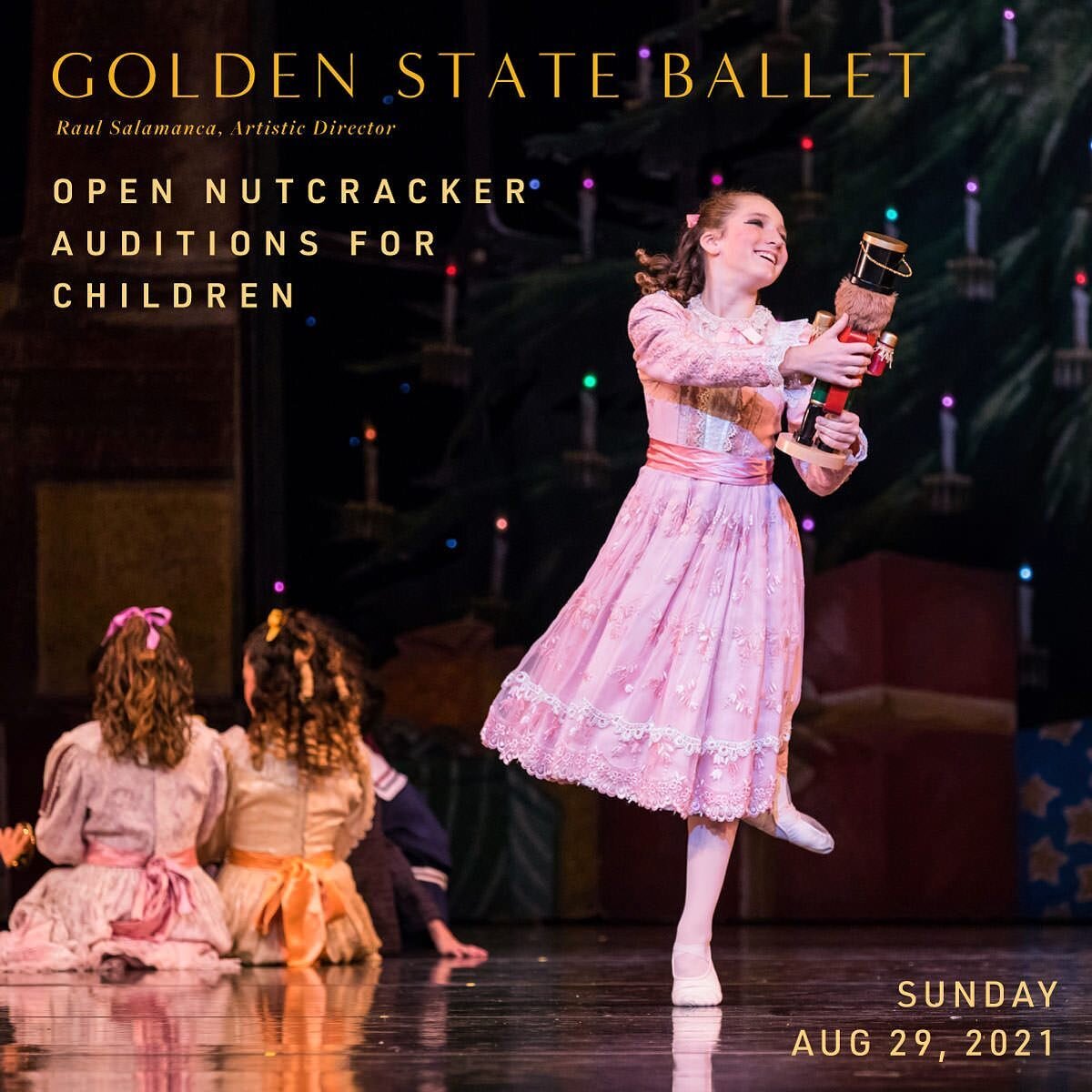 Calling all student dancers in San Diego! 

Join us Sunday, August 29th to audition for a role in Golden State Ballet&rsquo;s The Nutcracker. Be a part of San Diego&rsquo;s biggest professional Nutcracker production at the Civic Theatre for 10 shows 