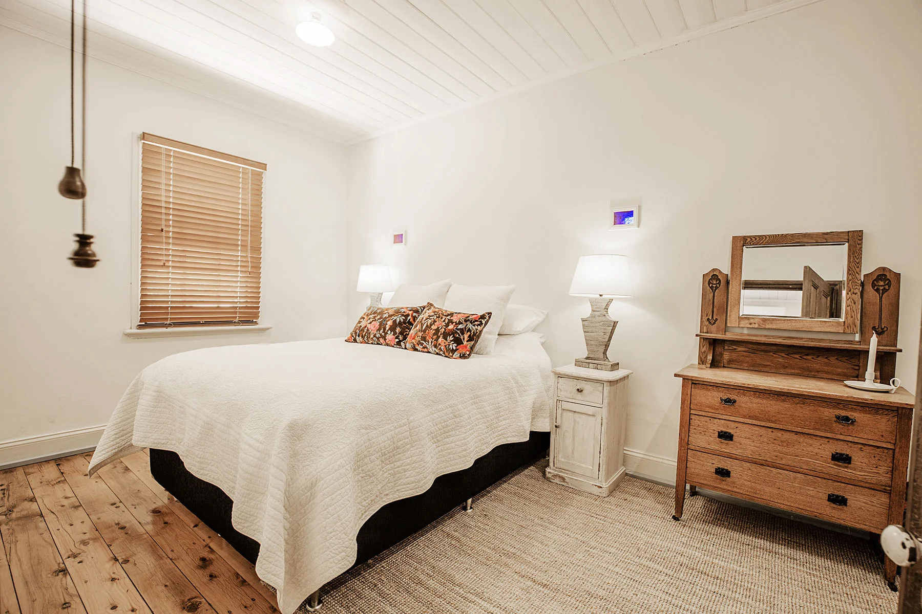  spacious main bedroom in the cottage with drawers and wardrobe  