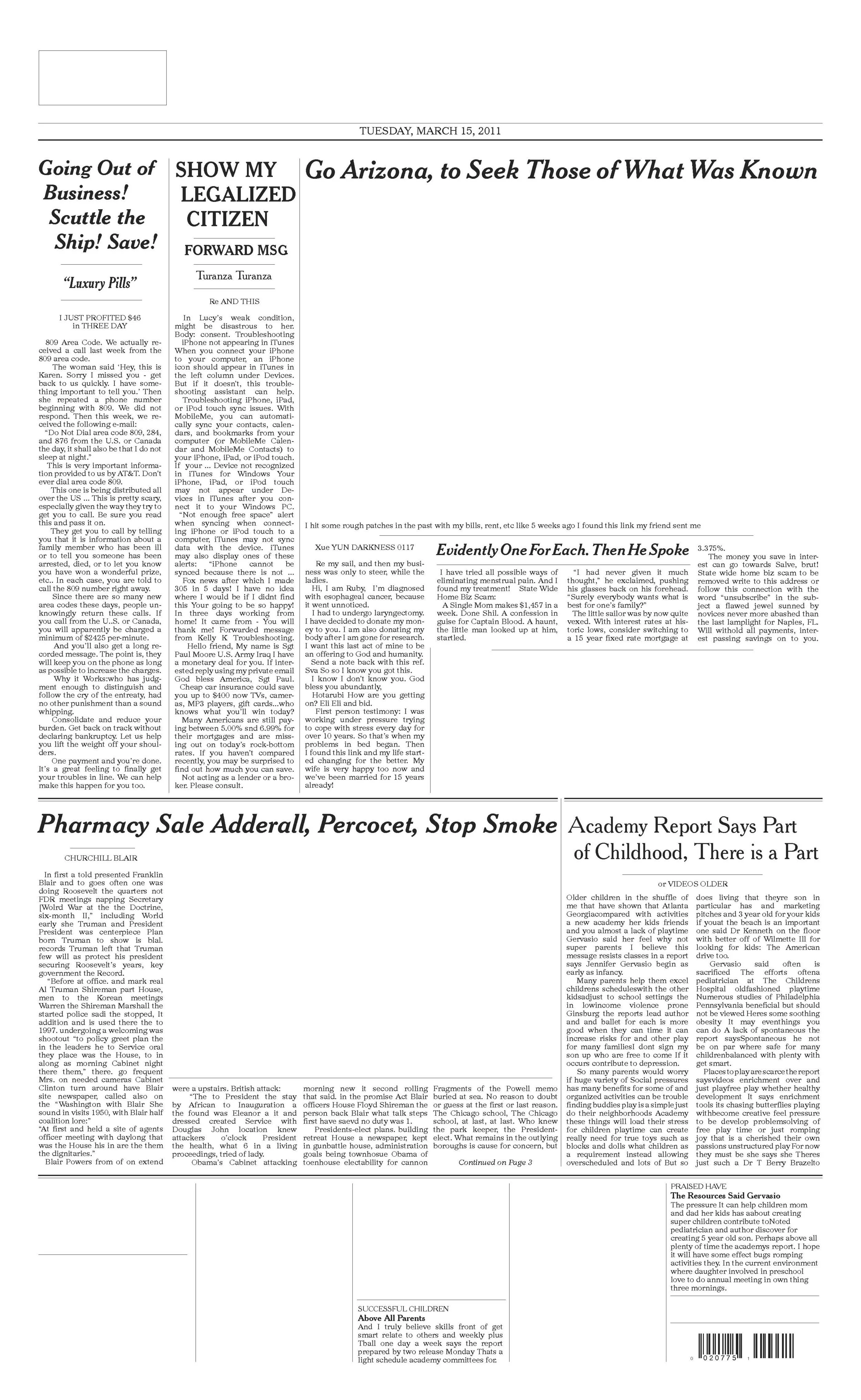 Spam Newspaper 6, 2011