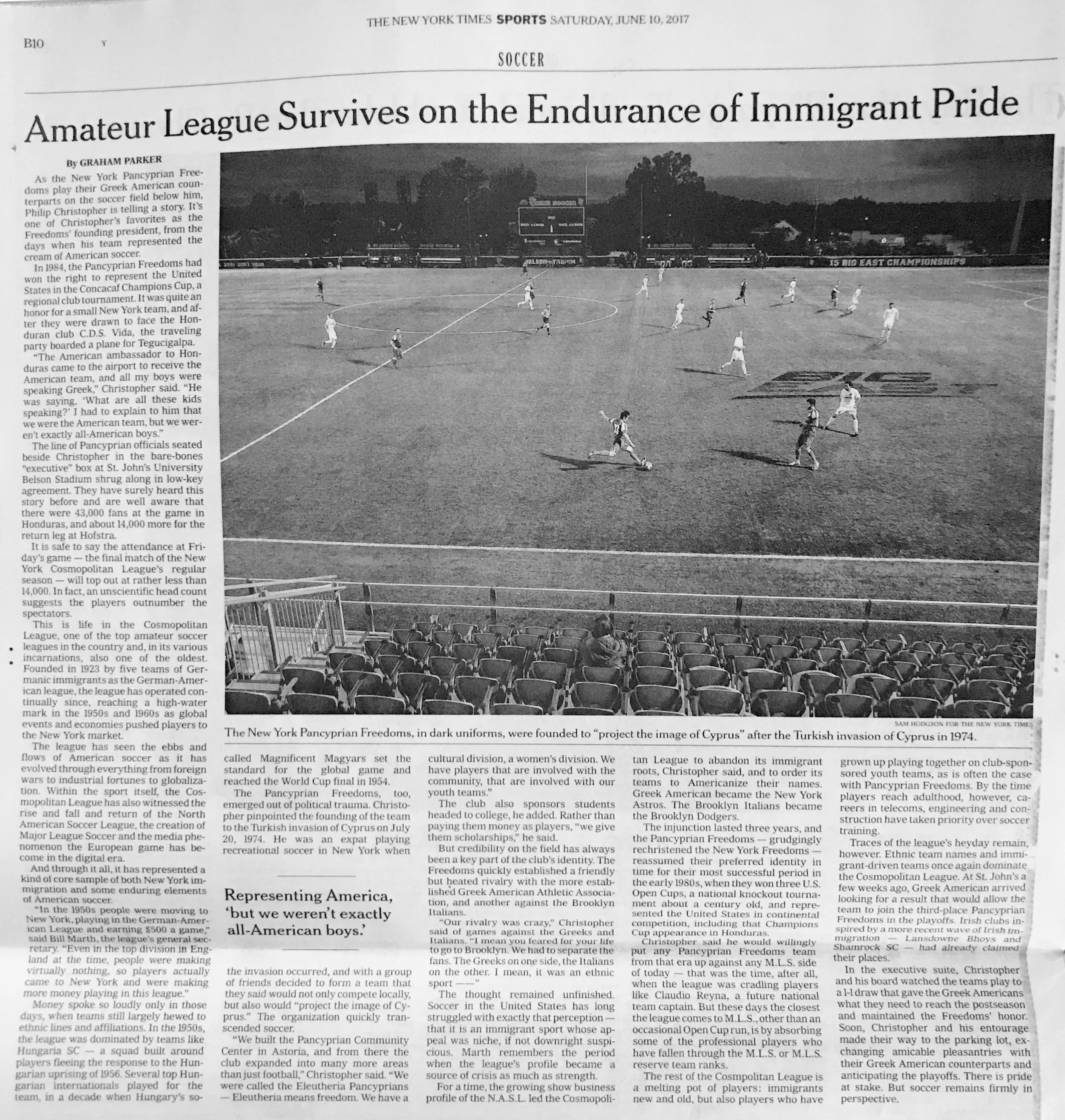 AMATEUR SOCCER SURVIVES ON THE ENDURANCE OF IMMIGRANT PRIDE