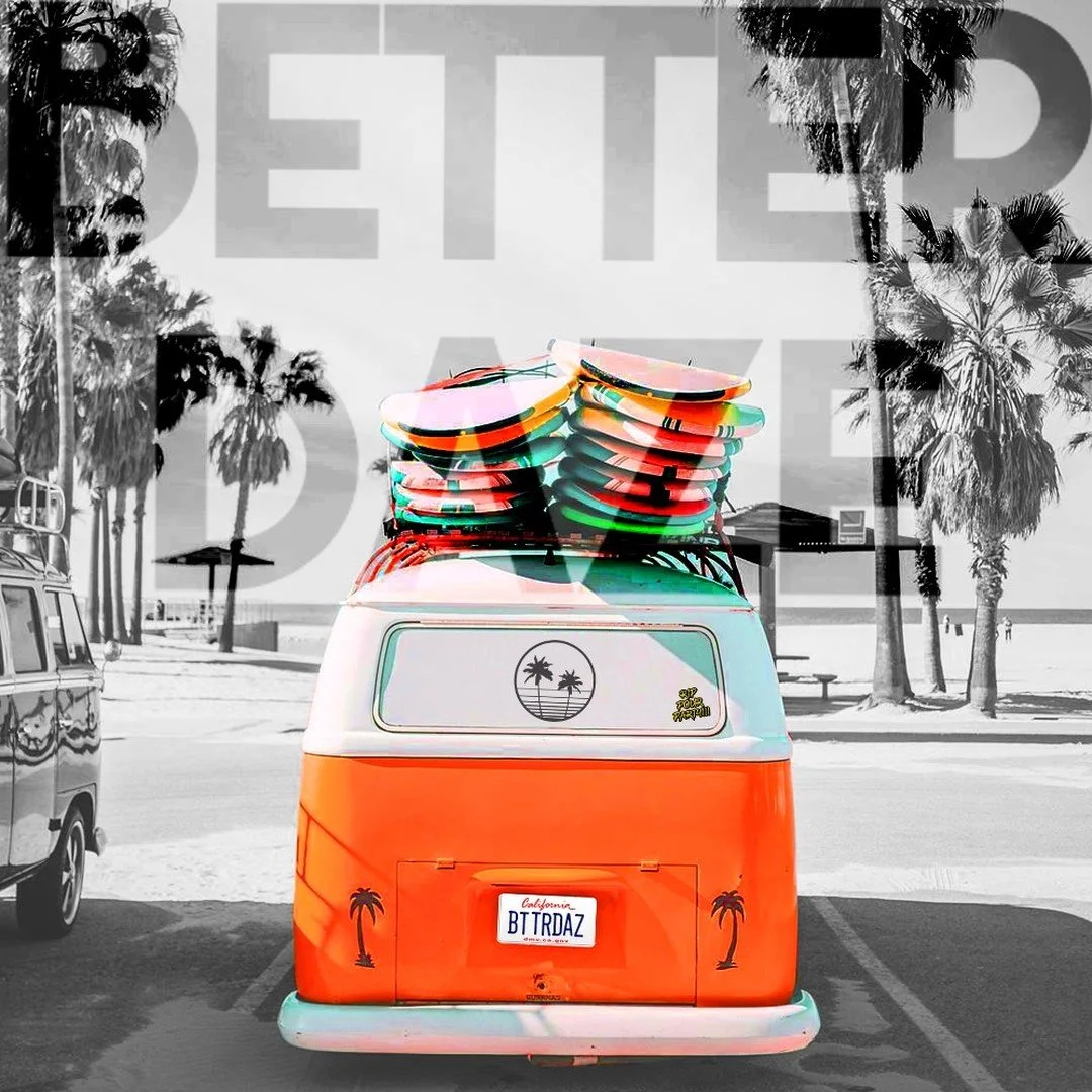 Surf's Up, Sip Away! On a mission for the perfect wave! Our trusty van, loaded with surfboards, is the key to endless beachfront adventures. BETTER DAZE fuels our stoke as we chase the ultimate swell. Join us for sun-soaked journeys and salty waves!?