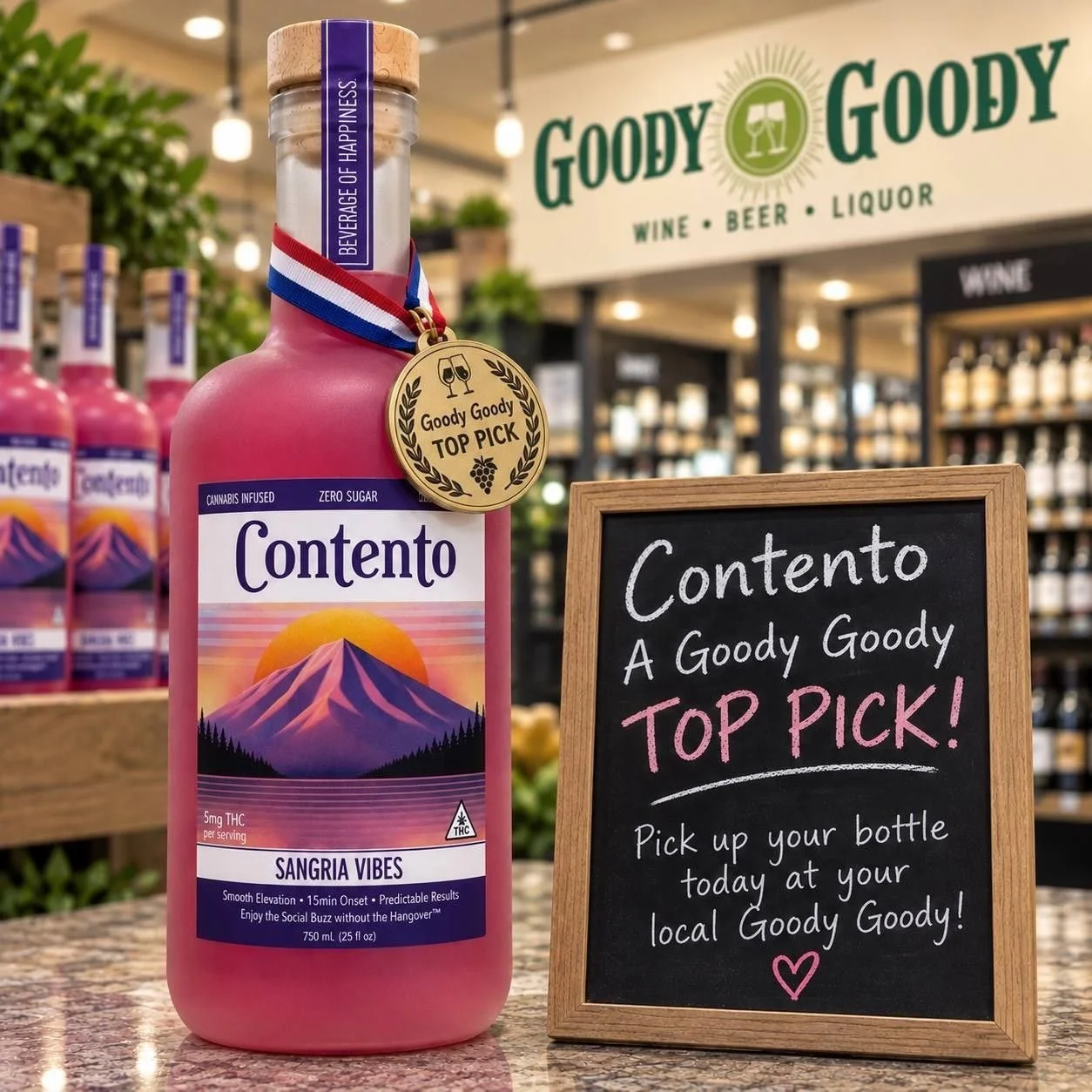 🏅 Contento is a Goody Goody Top Pick! 💗

Zero alcohol. Zero sugar. Zero Calories. 

5mg Low-dose. All the Vibes. ✨

Pick up your bottle today at your local @goodygoodybev