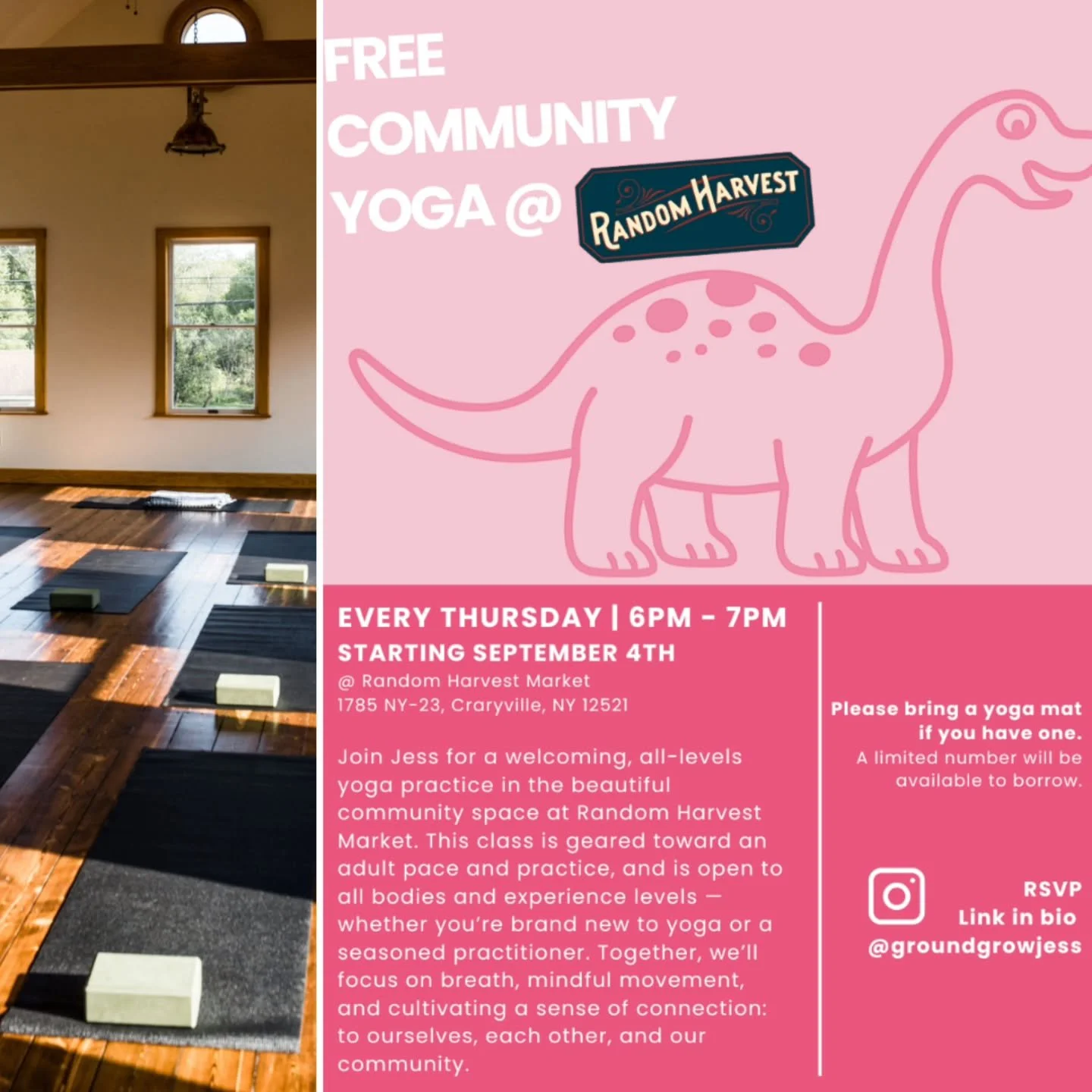 Join Jess tonight upstairs in the Community Room for Free Community Yoga!