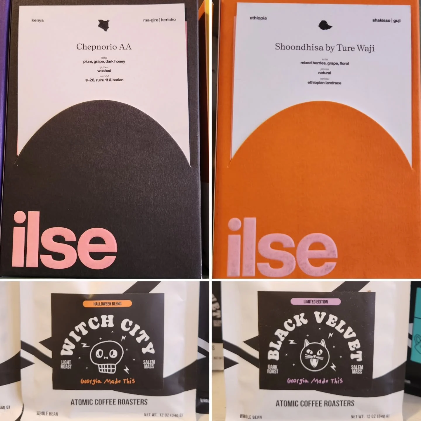 If you need your coffee to match your spooky season aesthetic, we've got you covered with these fresh roasts from @ilsecoffee and @atomicoffeeroasters 👻🧙&zwj;♀️🎃☕️