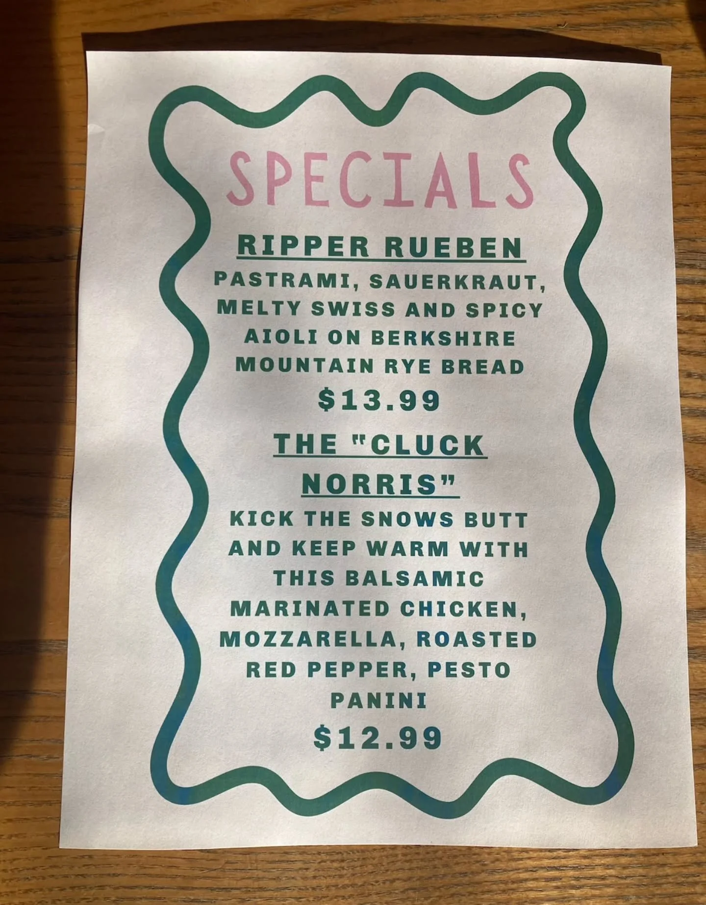 🐔❄️ Specials for today! Get 'em while you're stocking up on what you need to get snowed in!