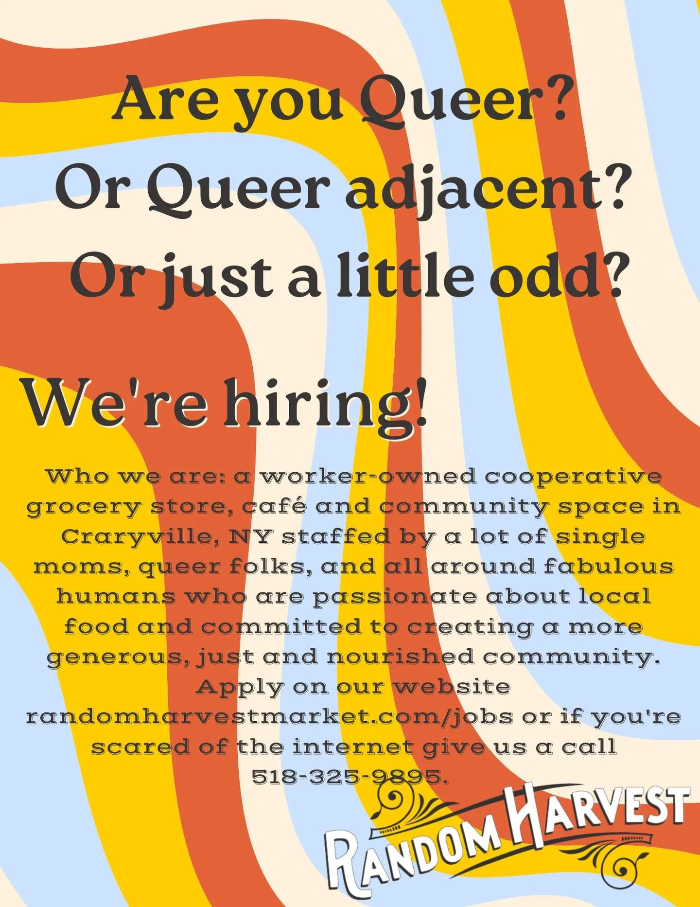 It&rsquo;s Pride all year long at Random Harvest 🏳️&zwj;🌈 🏳️&zwj;⚧️ 

And we&rsquo;re hiring! Come join our crew. Apply on our website - link in bio.