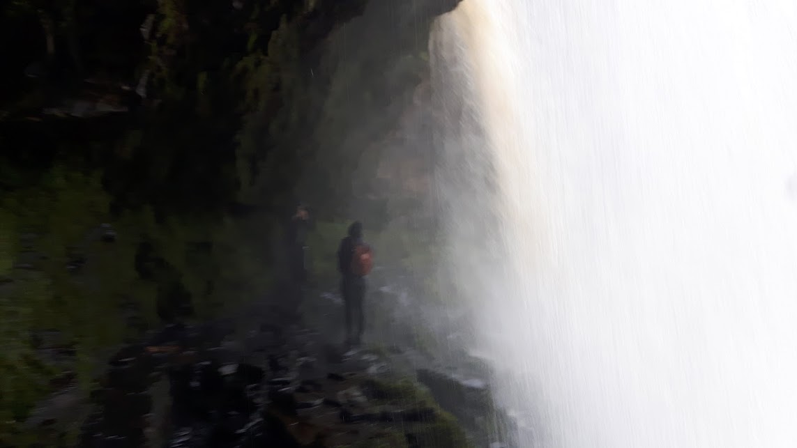 A blurry image behind the waterfall!