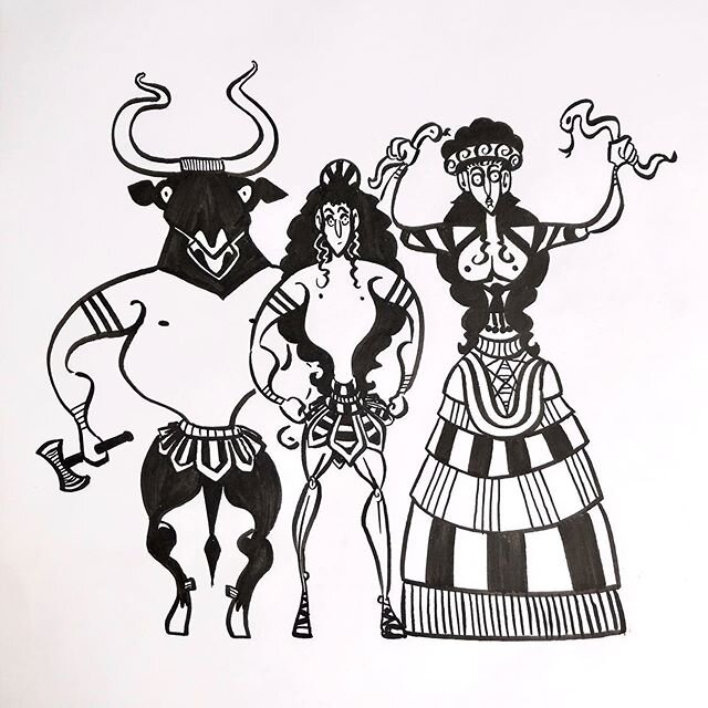 Minoan doodles
.
.
.
#mythology #myths #ancientgreece #minotaur #ink #doodle #illustration #archaelogy