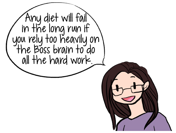 Any diet will fail in the long run if you rely too heavily on the Boss brain to do all the hard work--Retrain your Brain to Lose Weight Without Dieting | Want to Know How to Lose Weight Without Dieting? | www.realhealthyhabits.com