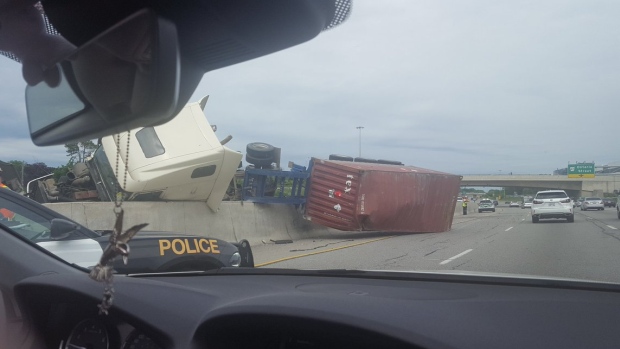 Jessica Troup tweeted a photograph of the truck rollover.