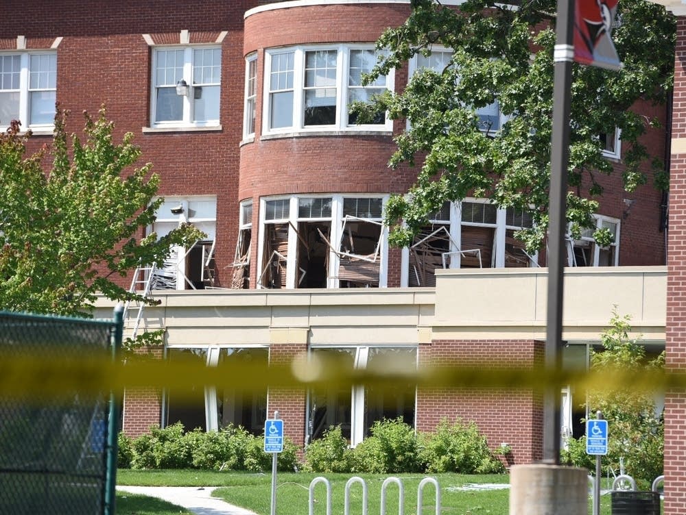 Minnehaha Academy was damaged by an explosion Wednesday morning. Caroline Yang for MPR News