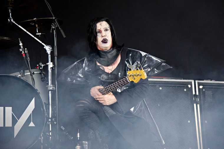 Twiggy Ramirez, performing alongside Marilyn Manson at Riverbend Music Center on Aug. 8, 2015, in Cincinnati. Amy Harris/AP