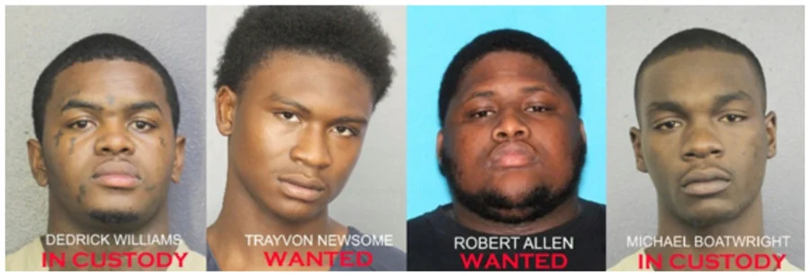 The four suspects in the XXXTentacion killing © Handout / Reuters
