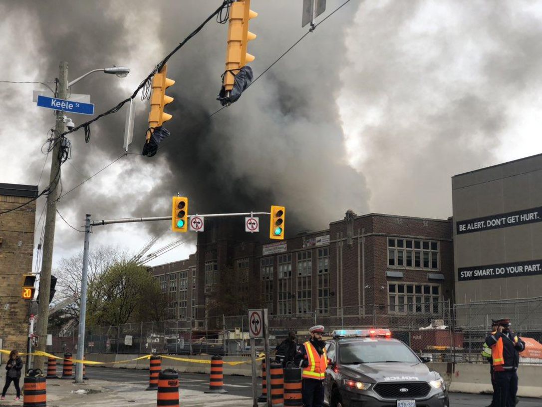 Heavy smoke and flames could be seen coming out of York Memorial C.I. on Tuesday