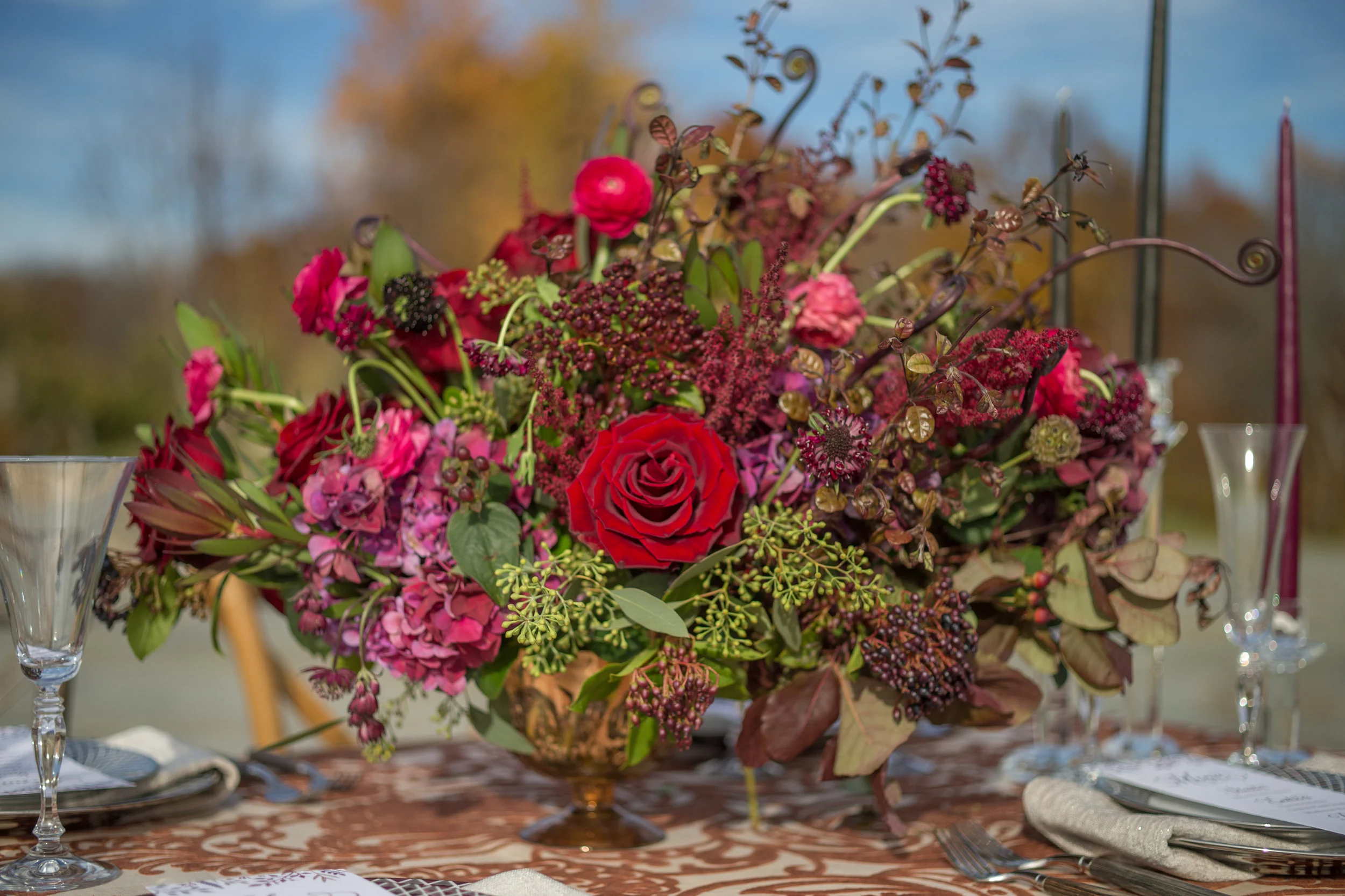 NYC Wedding Planner Ashley Douglass Events at Harvest Moon Farm Orchard with Blade NYC Floral Designs