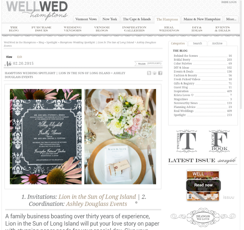WellWed Hamptons Blog features ADE!