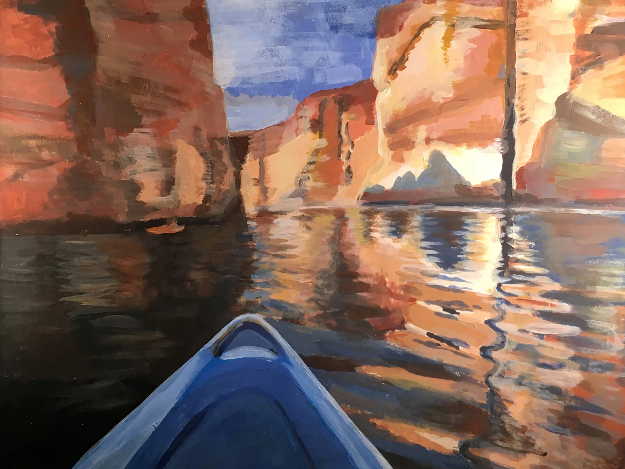 Ethan Myts Blue Canoe Acrylic Hillsborough Middle School 21x31 Somerset County