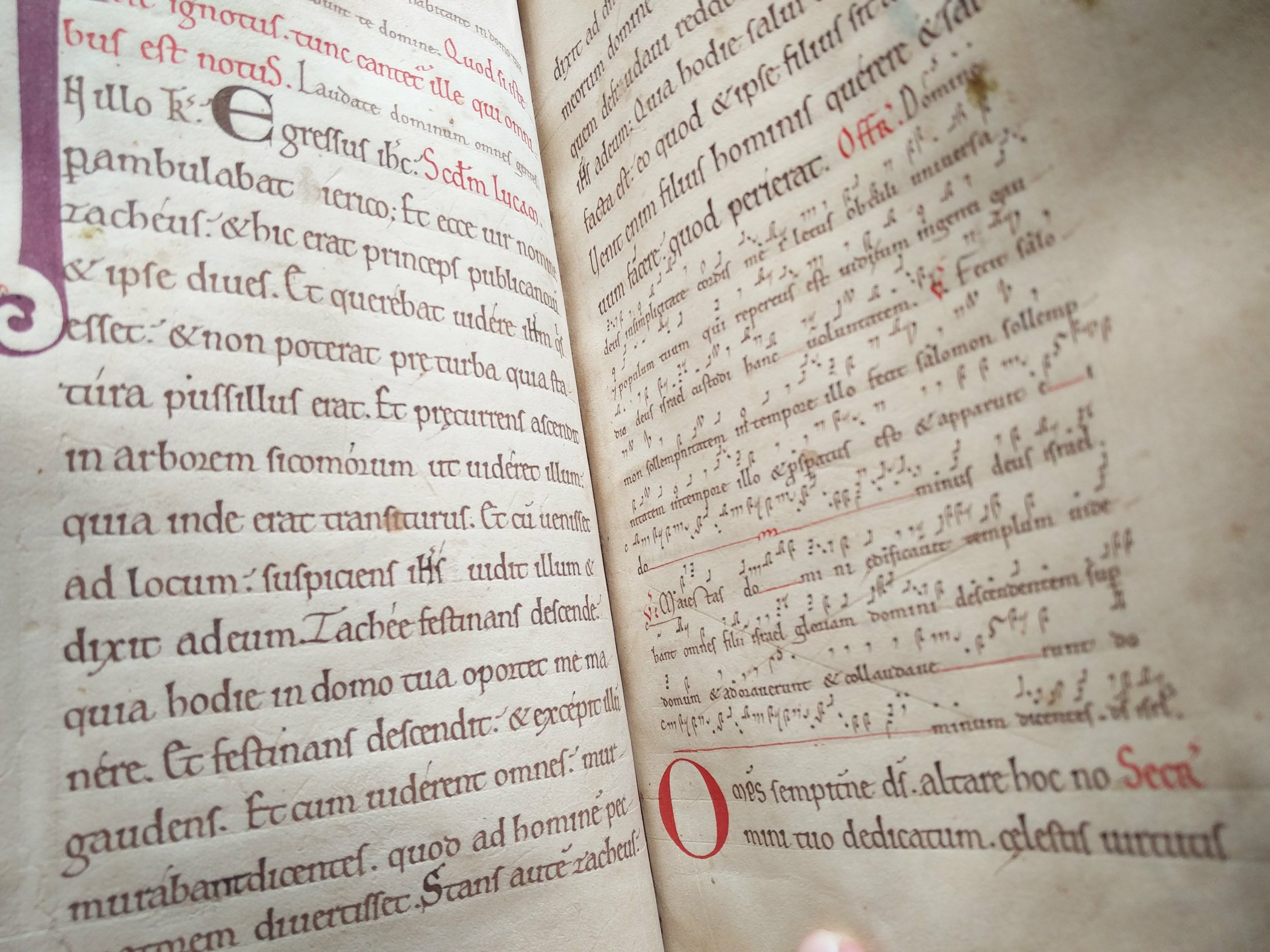 Worcester Psalter (Magdalen MS Lat 100) Musical notation at this time wasn't standardised, so we're able to tell a lot about a book's georgraphy by the type of notation used. 