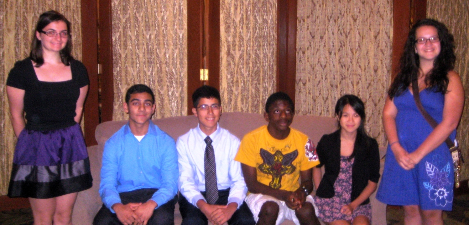Shown here left to right – Danielle Ferstler, Northport HS; Siraat Zafar, Walt Whitman HS; Victor Tellez, Huntington HS; Collin Francis, Huntington HS; Greta Huang, Commack HS; Nikki Rodgers, Walt Whitman HS.