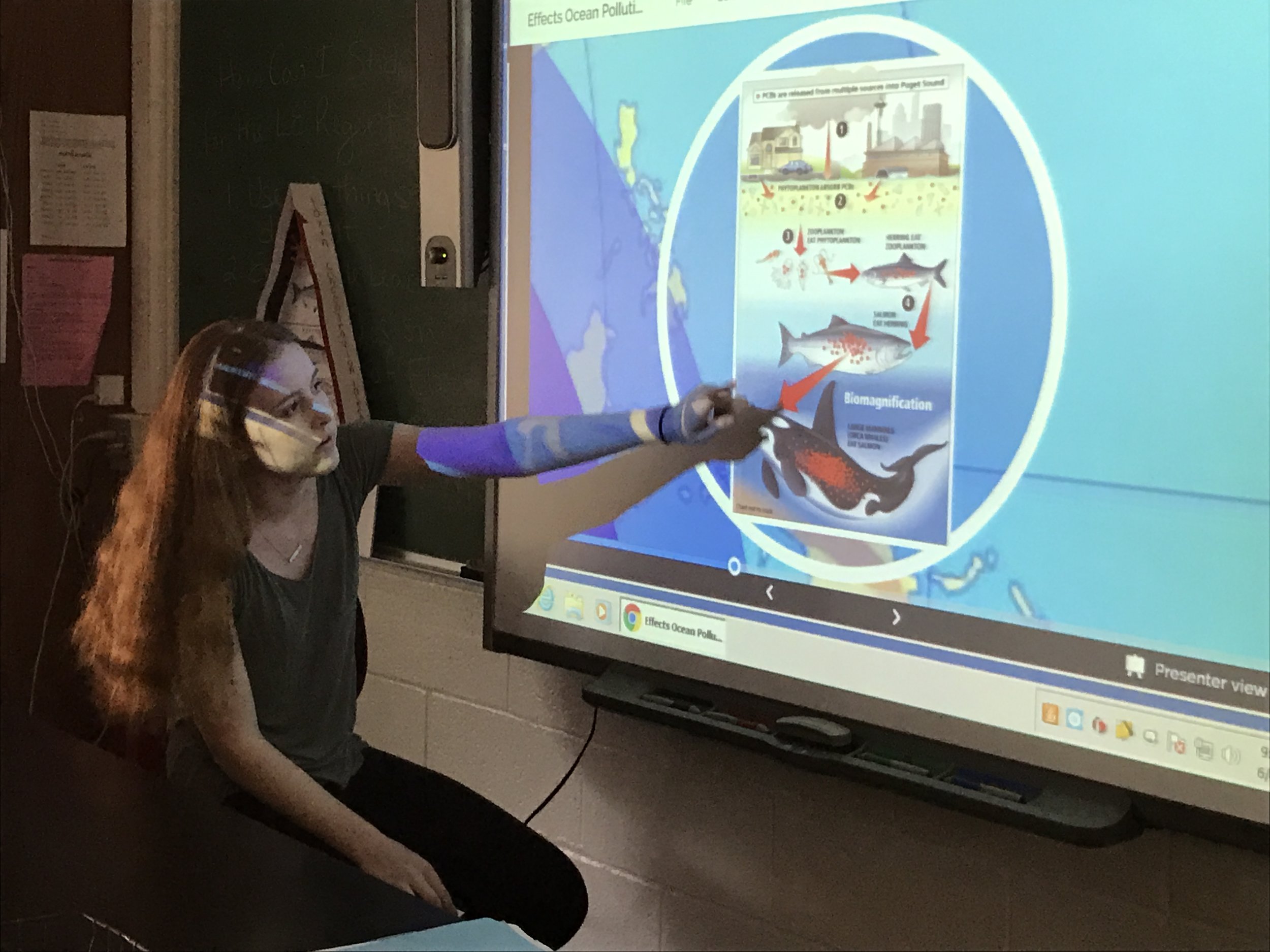 Sara Frawley teaches her classmates about ocean pollution and our health
