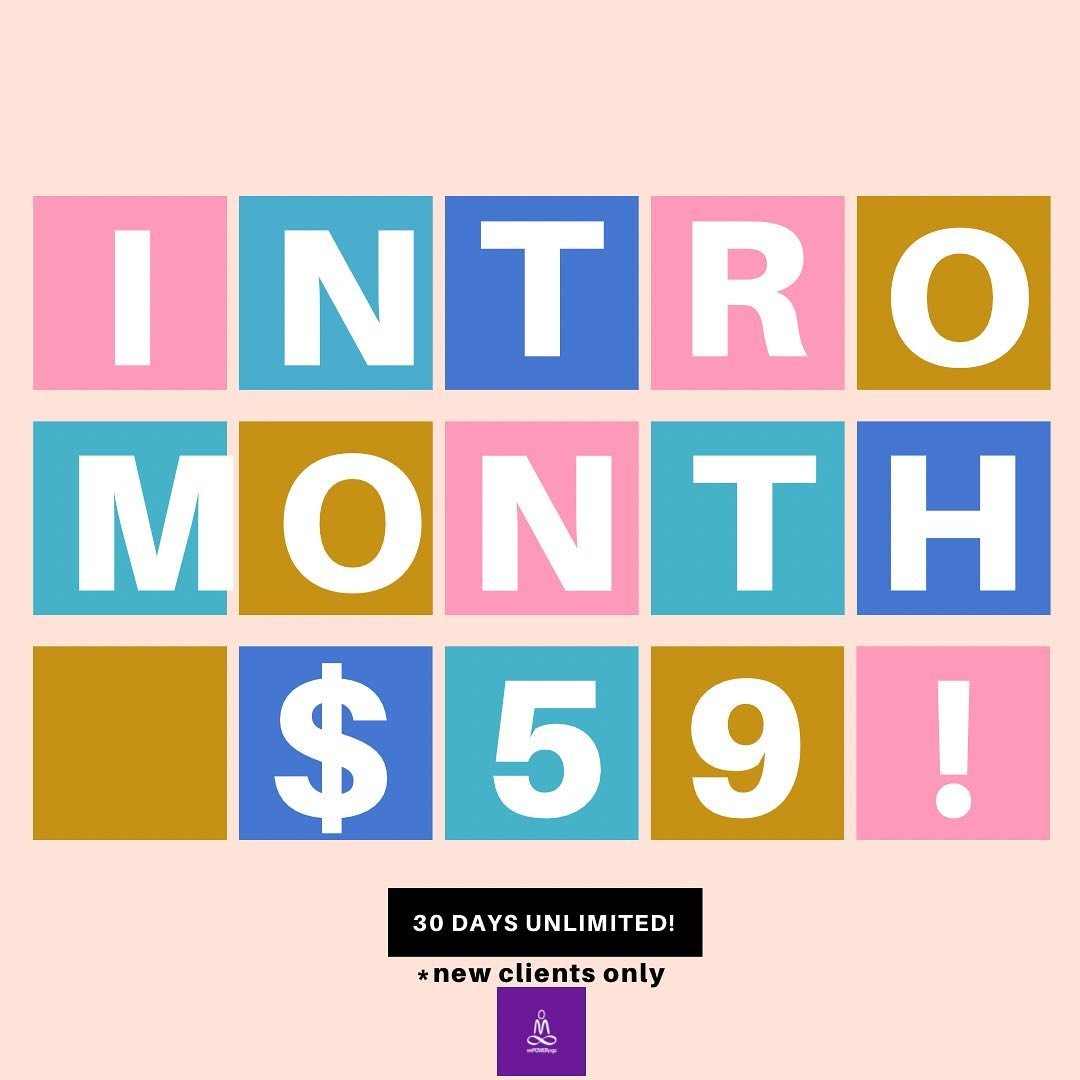 Intro monthly only $59! Join us! 

Monday Schedule

6:00-7:00am
Morning Flow (Heated) 
with Davon

9:30-10:30am
Yoga Sculpt (Warm)
with Angelique

5:00-6:00pm
Power Hour (Heated) 
with Battle 

6:30-7:30pm
Power Hour (Heated)
with Marina

Anytime
On 