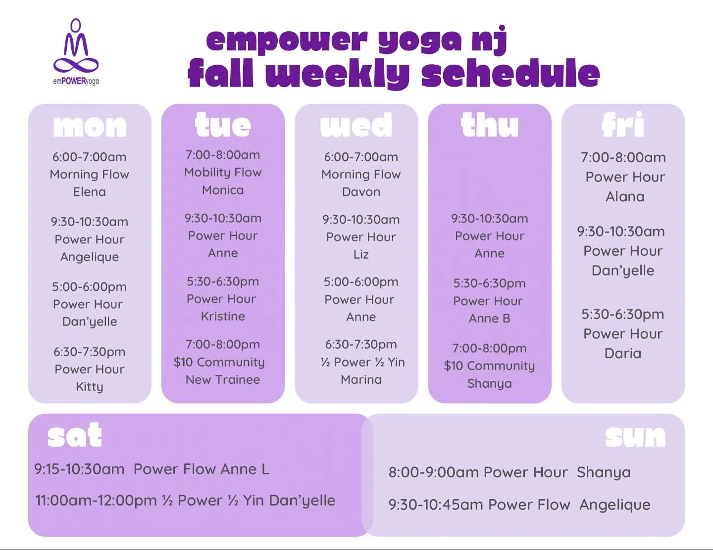 Exciting news! We&rsquo;re thrilled to unveil our new fall schedule, featuring some incredible additions you&rsquo;ve been asking for! From morning classes to calming Half Power Half Yin classes and an additional community class there&rsquo;s somethi