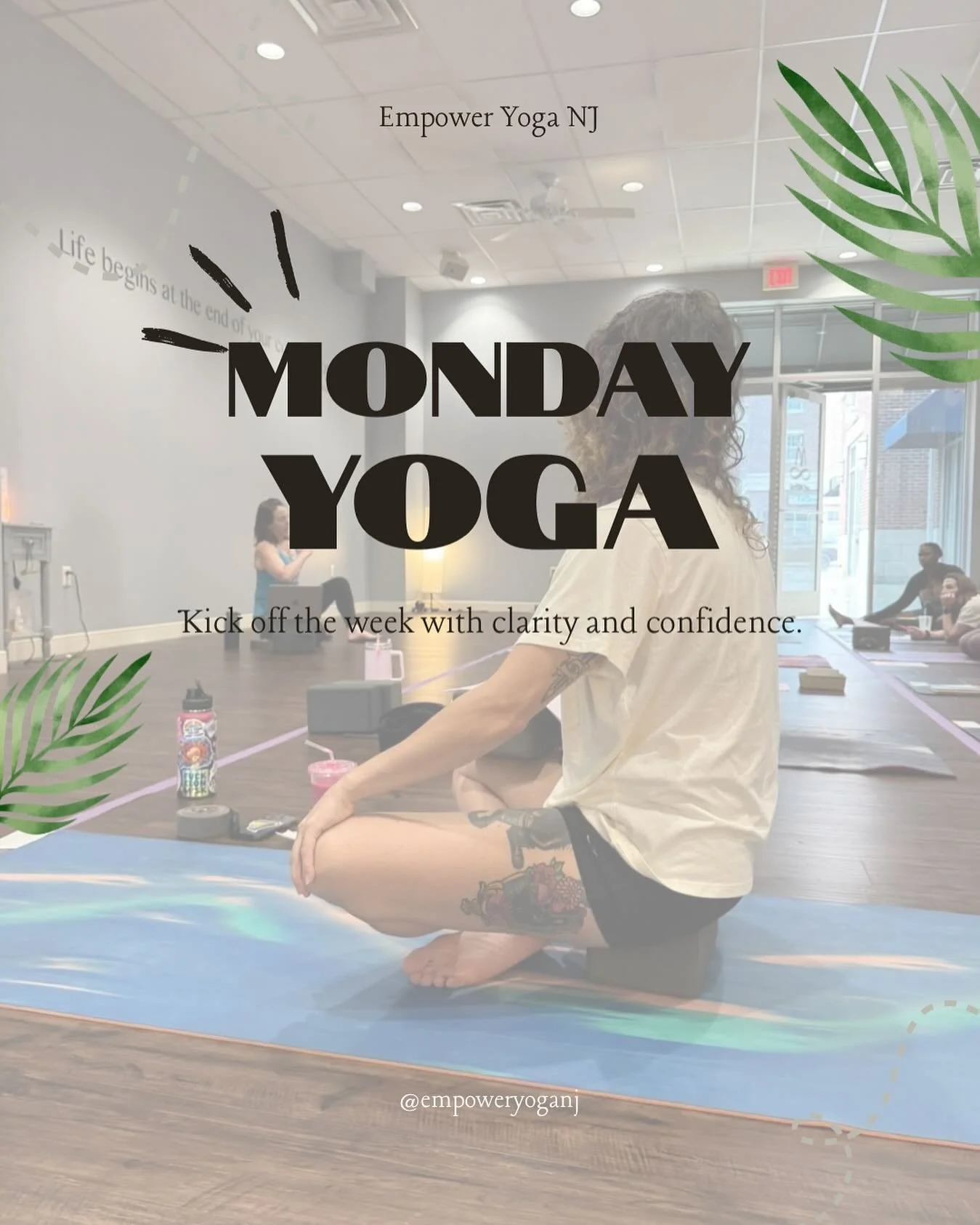 Monday Schedule
6:00-7:00am
Morning Flow (Heated) 
with Elena
9:30-10:30am
Power Hour (Heated) 
with Angelique
5:00-6:00pm
Power Hour (Heated) 
with Dan’yelle
6:30-7:30pm
Power Hour (Heated)
with Kitty
Anytime
On Demand Class of the day
#