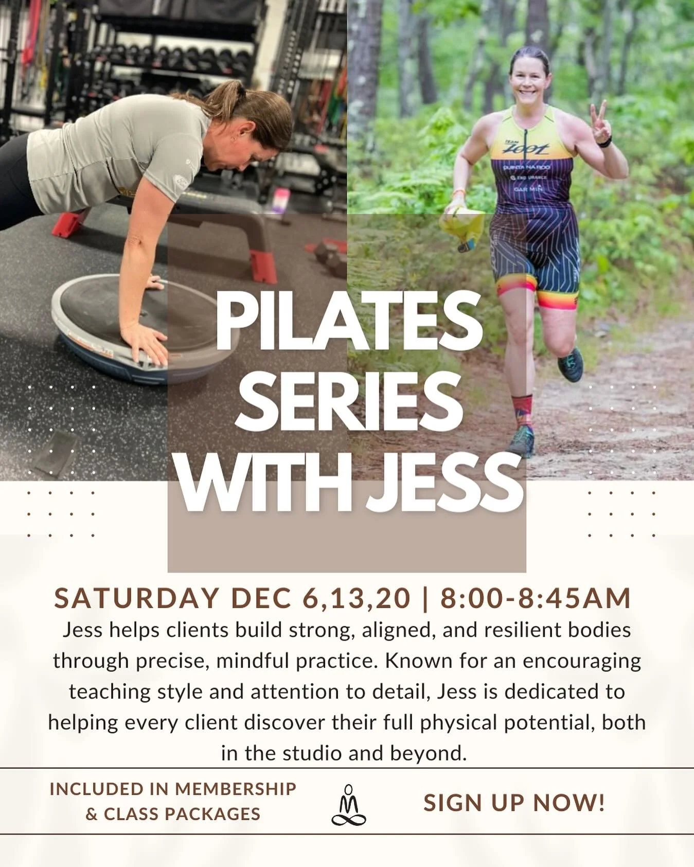 ✨ Strength. Alignment. Resilience. ✨

Join Jess for a 3-week Pilates Series designed to help you feel stronger, more grounded, and fully connected to your body &mdash; both in and out of the studio. 💪

🗓 Saturdays, Dec 6, 13 &amp; 20
🕗 8:00&ndash;