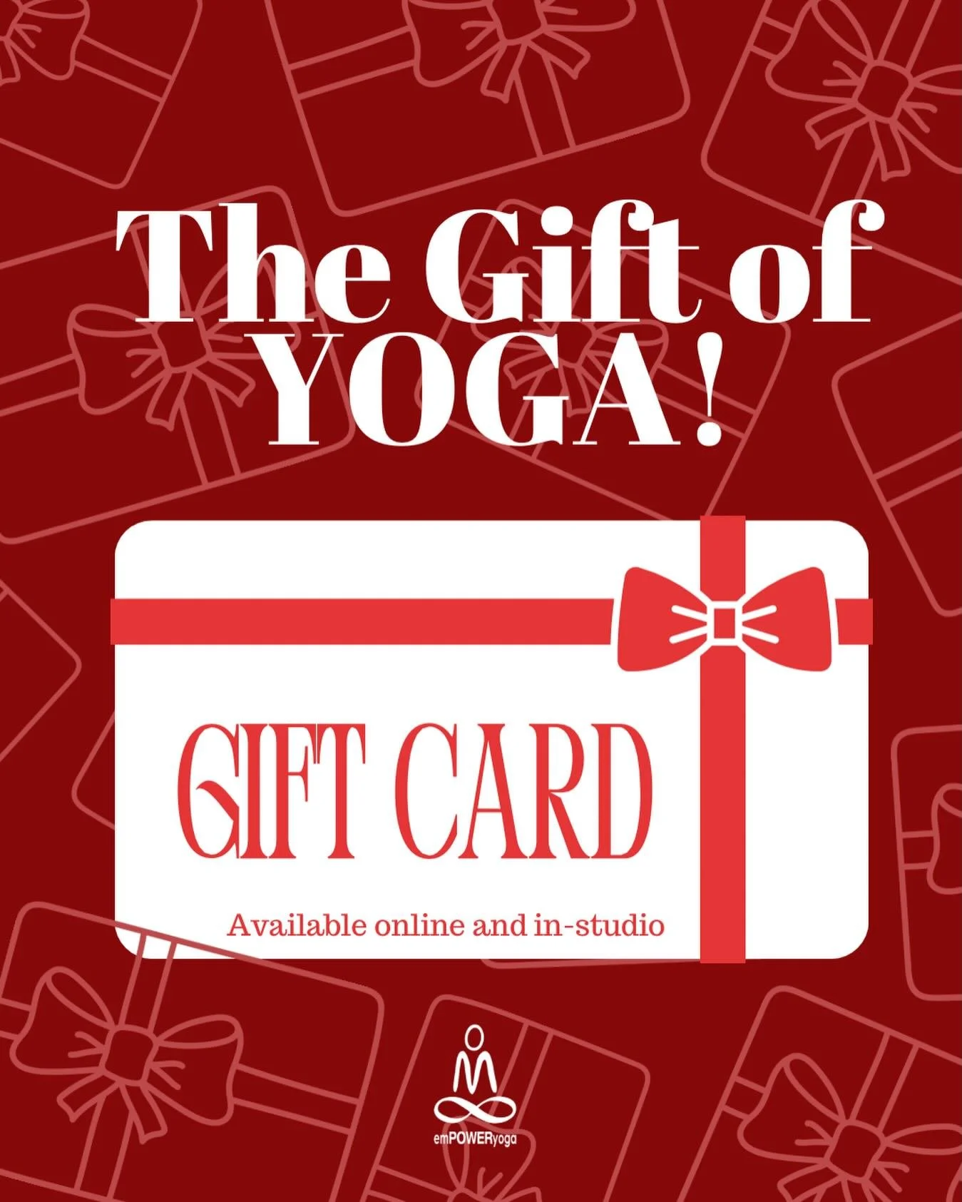 The gift that always fits ✨
Give presence, not pressure. Our yoga gift cards can be used for classes, movement, breath, and a little space to reset&mdash;available online or in-studio.
Perfect for anyone on your list (including you). 🎁 🧘🏼&zwj;♀️ ?