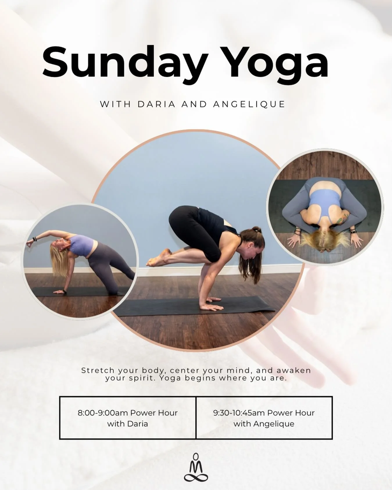 Sunday Yoga ✨
Start your day with strength, flow, and intention.
🕗 8:00&ndash;9:00am Power Hour with Daria
🕤 9:30&ndash;10:45am Power Hour with Angelique
🤼&zwj;♂️ TCNJ Wrestling Private Class: 11:15am&ndash;12:15pm
Move, breathe, and build communi