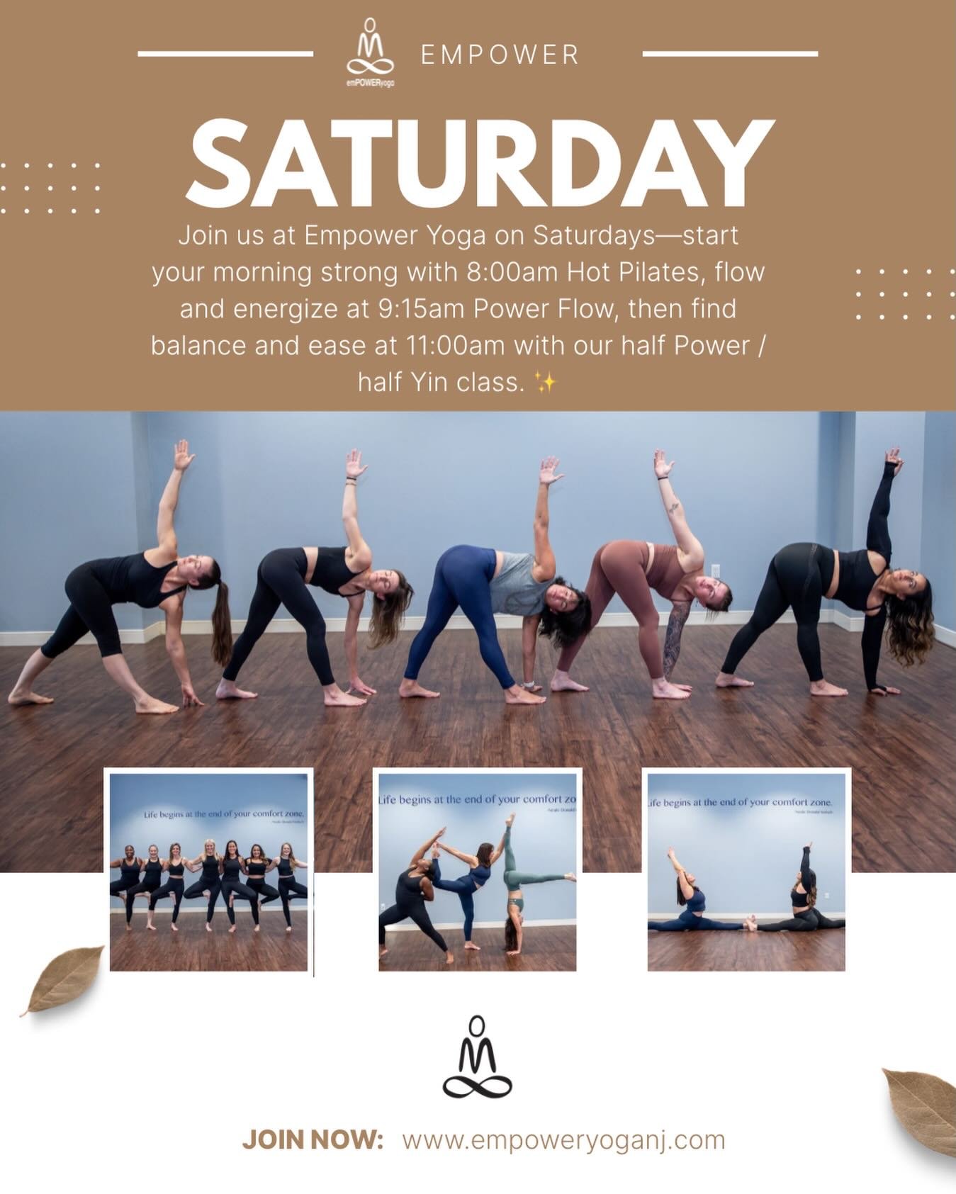Saturdays at Empower Yoga are all about balance ✨
Build heat and strength at 8:00am Hot Pilates, flow with intention at 9:15am Power Flow, and wind down with our 11:00am half Power / half Yin to reset for the weekend. Join us and move through it all&