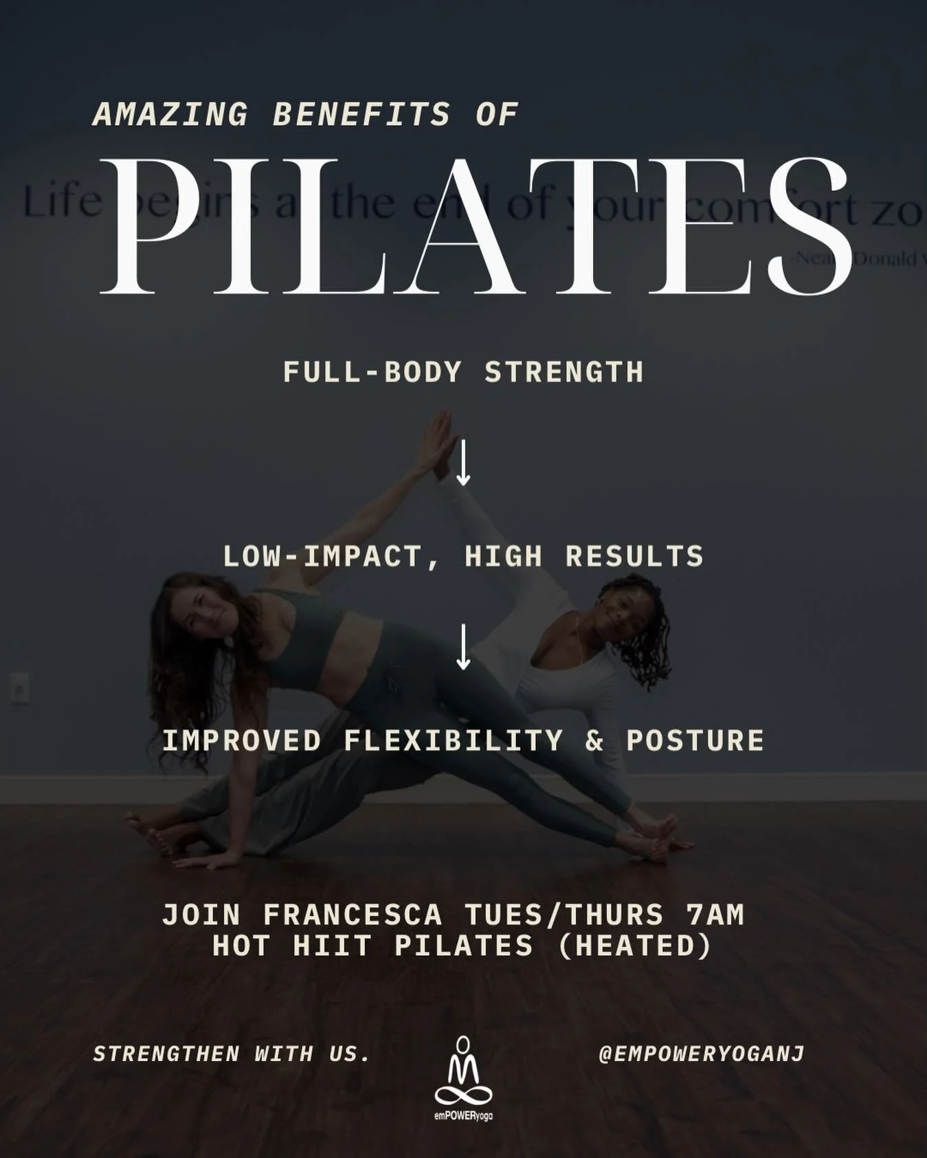 Stronger, longer, more connected ✨

Pilates builds full-body strength, improves flexibility and posture, and delivers powerful results with low impact. Turn up the heat and feel the difference in our Hot HIIT Pilates classes.

🔥 Tuesdays &amp; Thurs