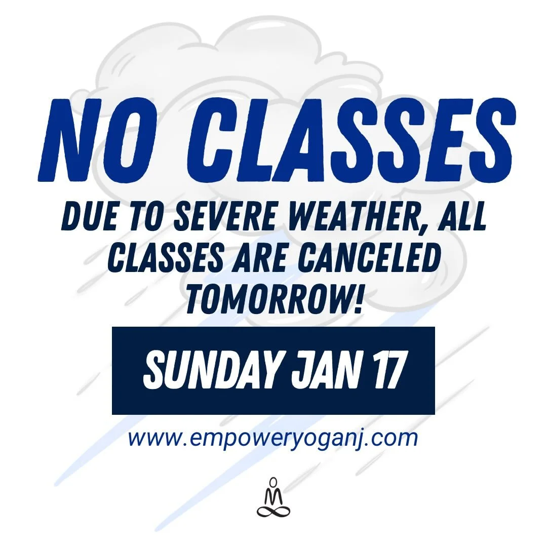Studio closed tomorrow, Sunday Jan 17, due to severe weather ❄️ Please stay safe and cozy&mdash;we can&rsquo;t wait to practice together again soon.
