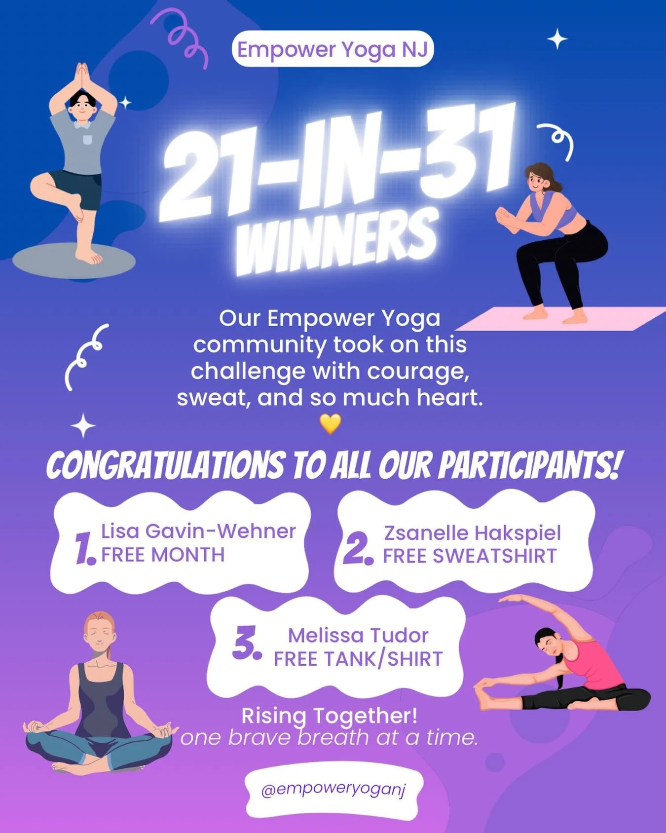 Huge shoutout to our 21-in-31 Challenge winners and every single soul who showed up for themselves this month 💛

This challenge wasn&rsquo;t about perfection &mdash; it was about presence, courage, and commitment. And wow&hellip; you delivered with 