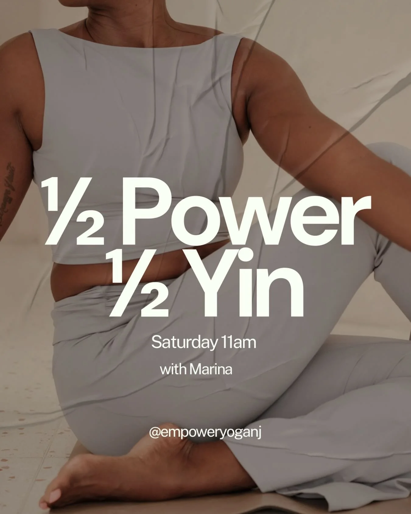 Half fire, half surrender ✨

Build strength, then soften into it. Our &frac12; Power / &frac12; Yin class is the perfect balance of effort and ease&mdash;flow, sweat, release, and restore all in one.

Join Marina this Saturday at 11am and give your b