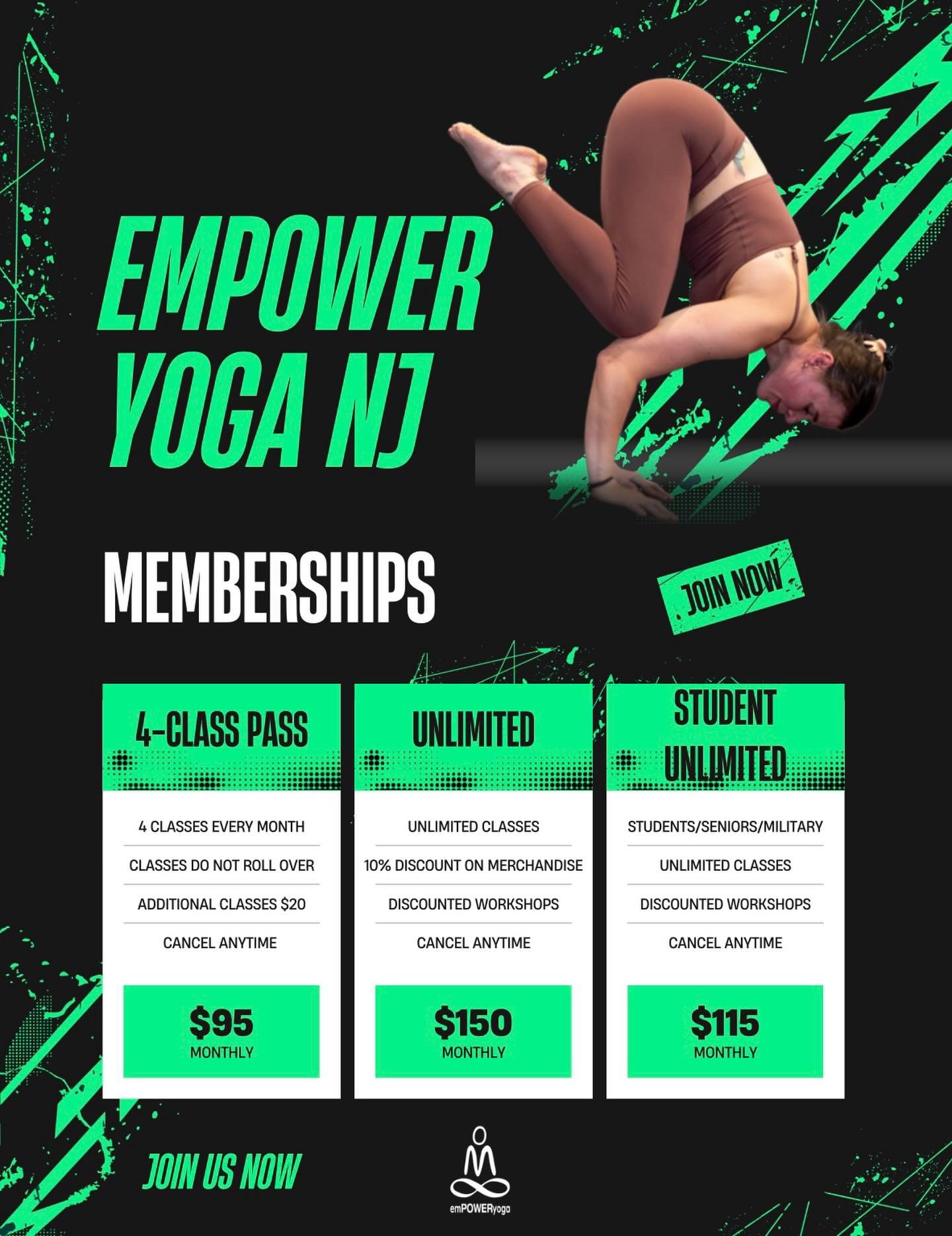 Your practice, your pace, your power 💚

Whether you&rsquo;re flowing a few times a month or showing up every day, we&rsquo;ve got a membership that meets you where you are.

✨ Build consistency
✨ Grow your strength &amp; flexibility
✨ Be part of a c