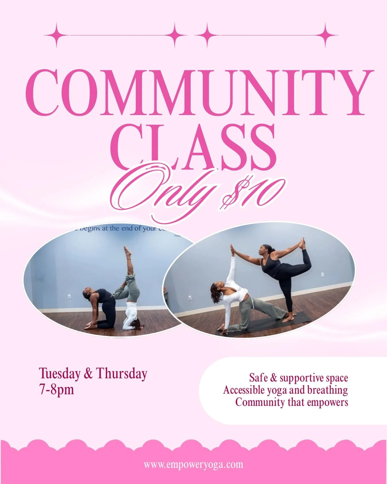 Community over competition. Connection over perfection. 💫

Join us for our Community Class&mdash;a space where you can move, breathe, and belong exactly as you are. Whether you&rsquo;re brand new or a seasoned yogi, this class is here to support you