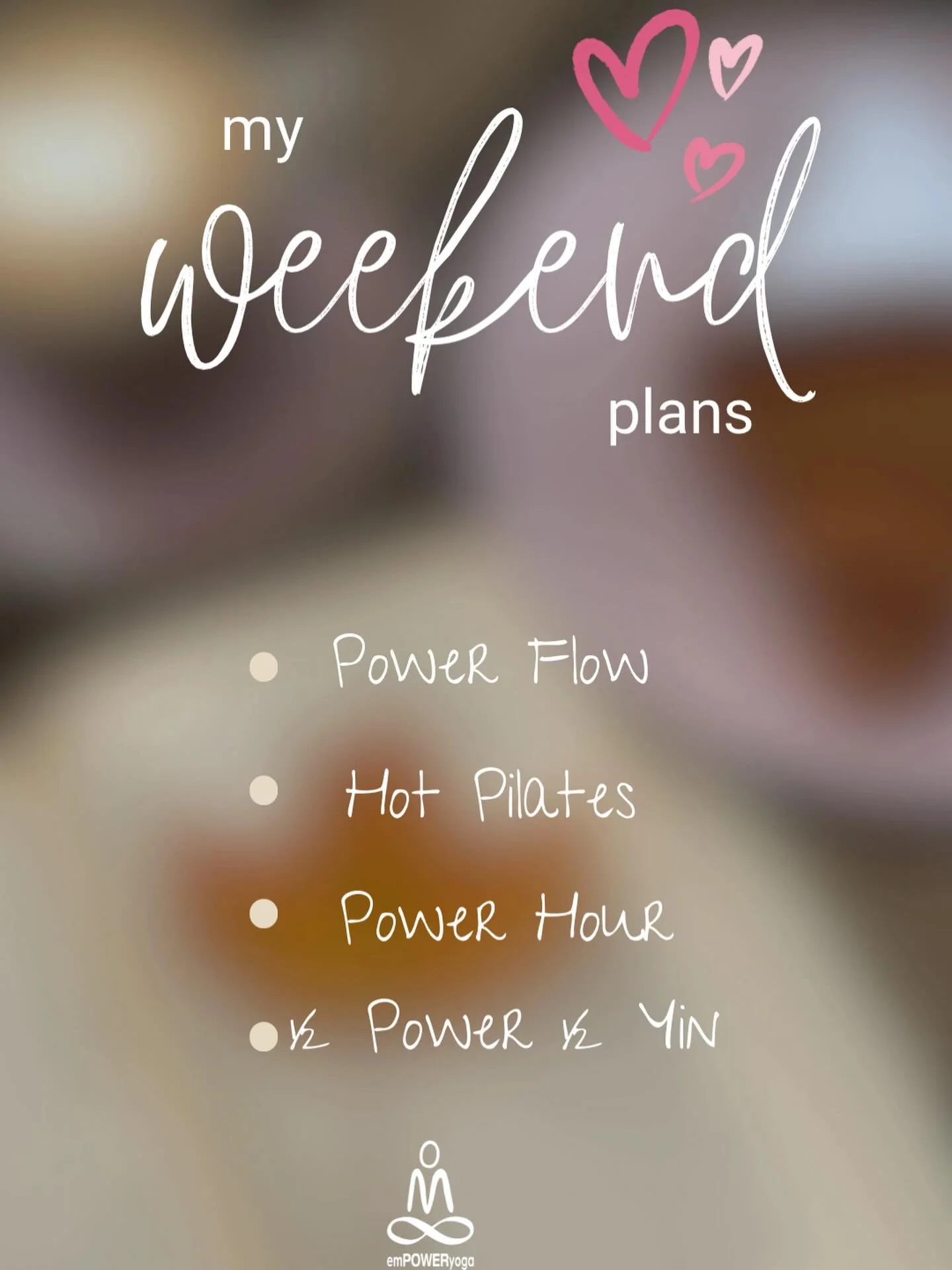 Your weekend reset starts here 🤍

Flow it out, sweat it out, or slow it down&mdash;whatever your body is craving, we&rsquo;ve got you covered.

✨ Power Flow
🔥 Hot Pilates
💪🏽 Power Hour
🧘🏾 Power &amp; Yin

Come move, breathe, and reconnect. Your