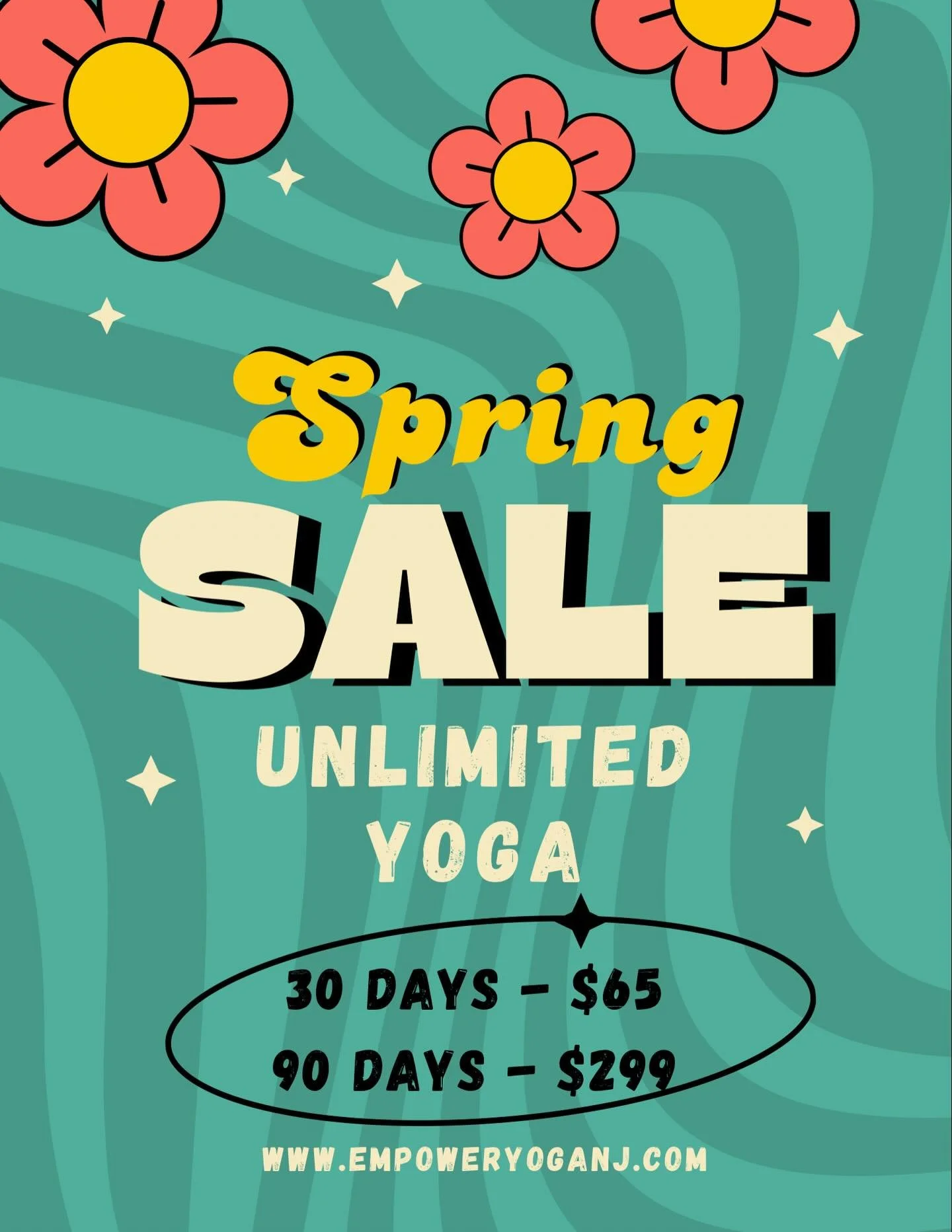 Consider this your sign to stretch more and stress less 🌼
Spring unlimited yoga specials are here.
Grab your intro offer before the season flies by ✨
30 Days &mdash; $65 | 90 Days &mdash; $299

Monday Schedule

6:00-7:00am
Morning Flow (Heated) 
wit