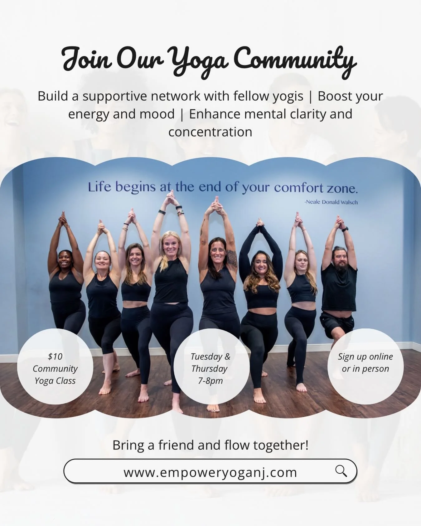 Come as you are and find your people ✨
Our Community Yoga classes are designed to help you move, reset, and connect in a supportive space. Bring a friend or come solo&mdash;we&rsquo;ll save you a spot.

🧘 $10 Community Class
📅 Tuesdays + Thursdays

