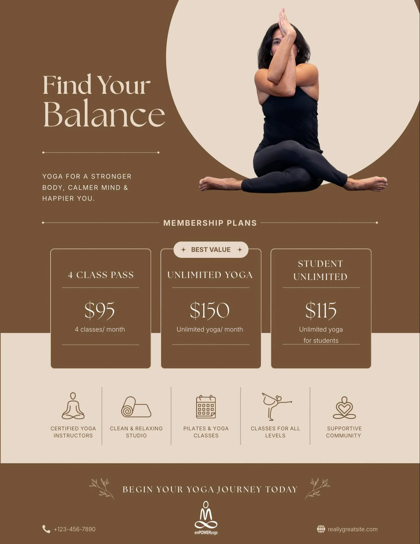 Ready to make yoga part of your routine? ✨
Choose the membership that fits your lifestyle and commit to feeling stronger, calmer, and more grounded.
Your mat is waiting. 🤍

Thursday Schedule
7:00-7:45am
HOT HIIT Pilates (Heated)
with Shanya 

9:30-1