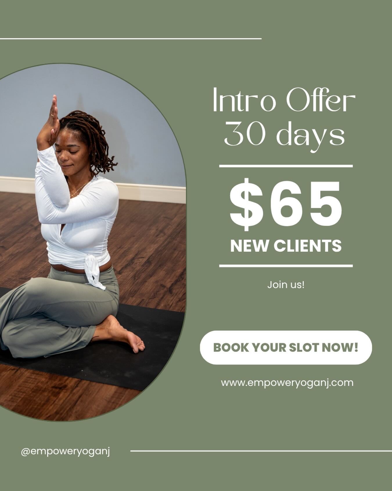 New to Empower? Your sign to start is here ✨
Enjoy 30 days of unlimited yoga for $65 and explore classes that help you move, breathe, reset, and reconnect.

Whether you&rsquo;re brand new or returning to your mat, we&rsquo;d love to welcome you into 
