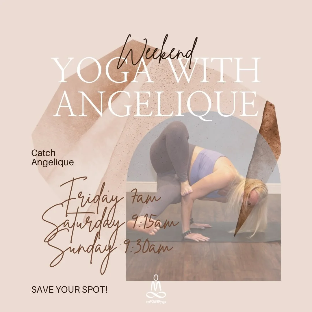 Weekend flow with Angelique ✨
Start your morning grounded, energized, and connected. Join Angelique this weekend for movement that meets you exactly where you are.

Friday &mdash; 7am Power Hour
Saturday &mdash; 9:15am Power Flow
Sunday &mdash; 9:30a