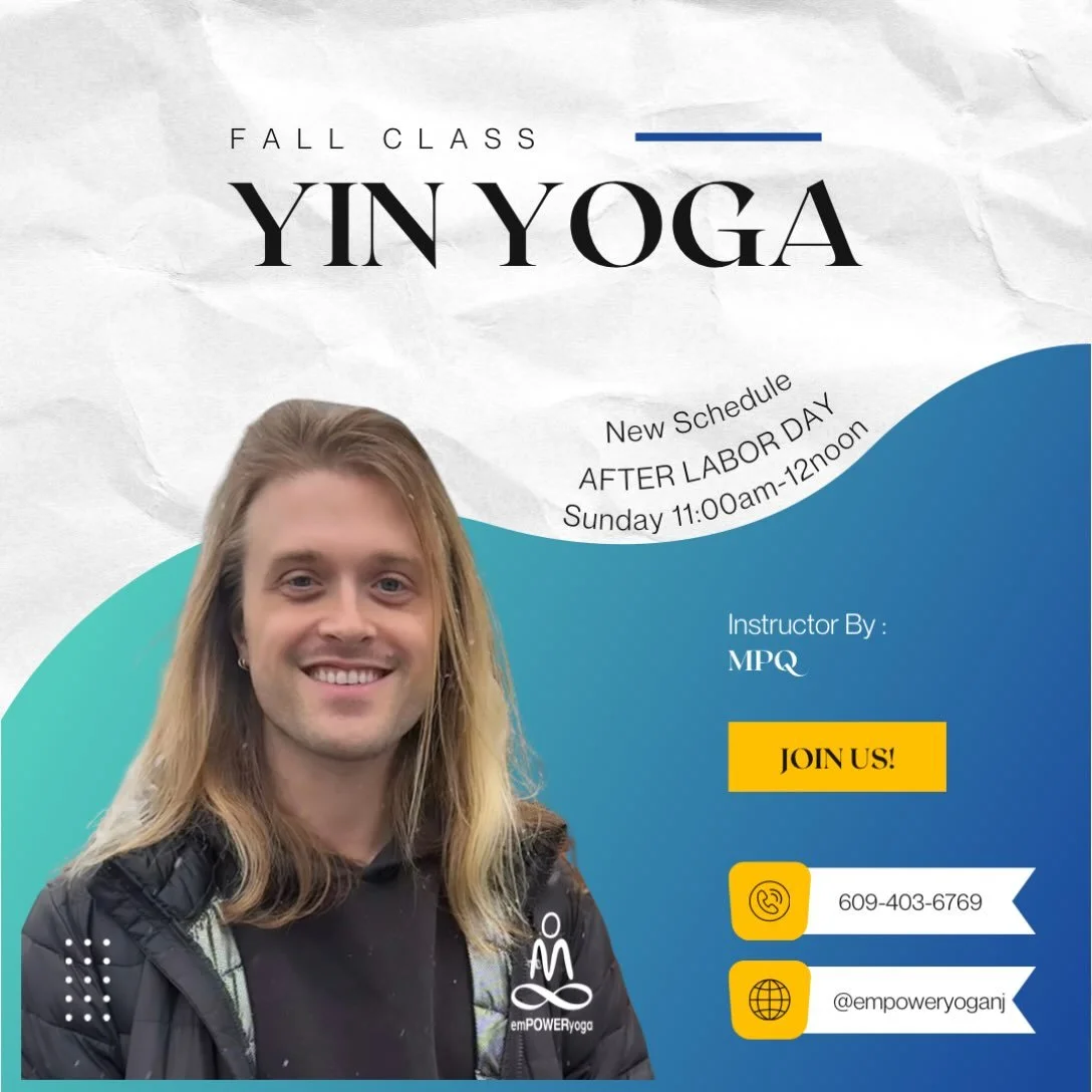 NEW FALL SCHEDULE AFTER LABOR DAY
🍁 Sundays | 11:00 AM&ndash;12:00 PM
✨ Yin Yoga with MPQ

Come as you are. Leave a little lighter.
✨ SLOW DOWN. SINK IN. LET GO.

Yin Yoga is your invitation to trade the hustle for stillness. Longer holds, deep brea