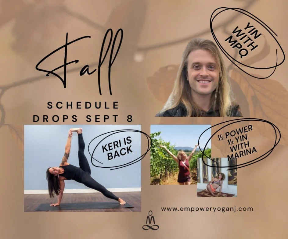 🍂✨ FALL IS COMING! ✨🍂

Our Fall Schedule drops September 8 and we&rsquo;re bringing back some favorites + adding some new ways to flow! 🔥

✨ Keri is BACK for Power Hour &mdash; Fridays at 9:30 AM
✨ Yin with MPQ &mdash; Sundays 11 AM&ndash;12 PM
✨ 