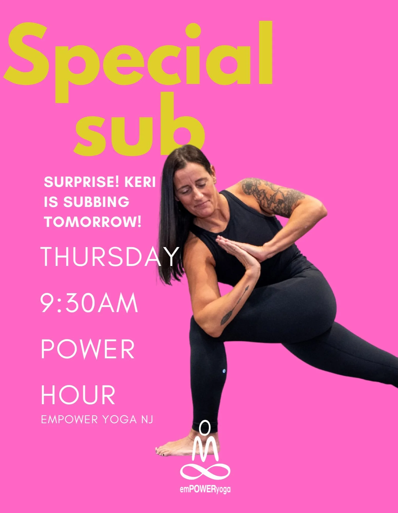 SURPRISE! 🎉 Keri is subbing tomorrow morning! Get your Thursday started with a little extra POWER with Keri at 9:30AM. 💪🏽 

And we&rsquo;ve got a full day on the mat:

THURSDAY SCHEDULE
☀️ 7:00AM &mdash; Hot HIIT Pilates with Laura
🔥 9:30AM &mdas