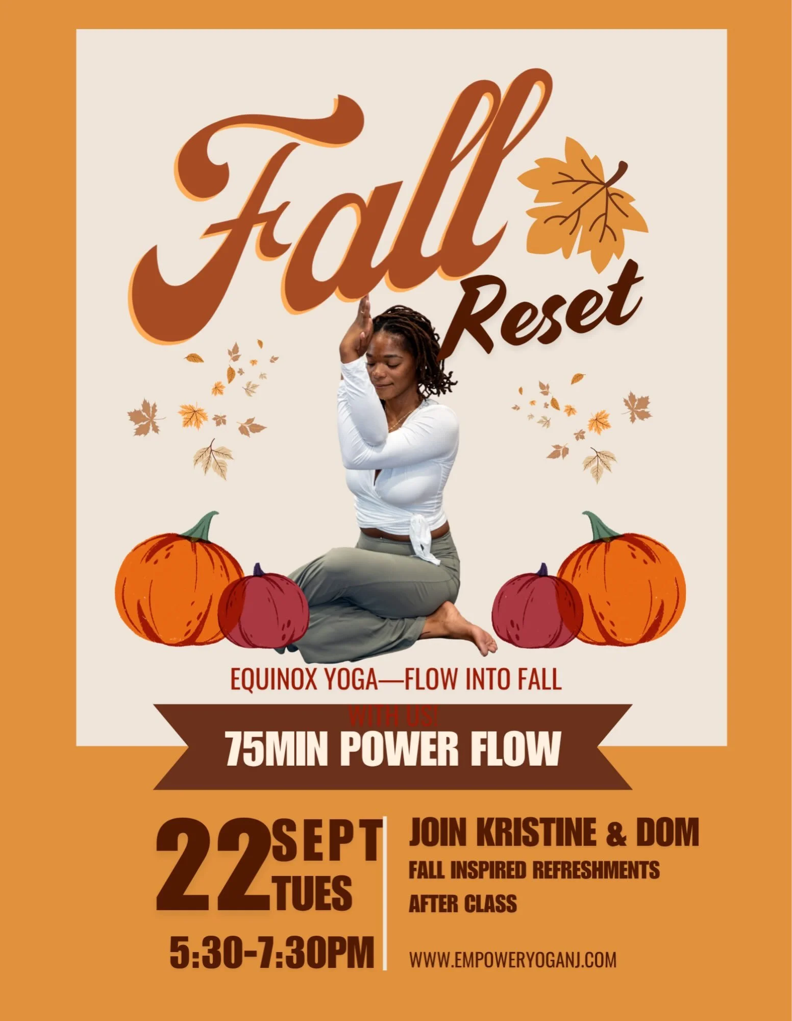 🍂 MONDAY, LET&rsquo;S RESET. 🍂

A new week, a little movement, a little sweat, and a whole lot of intention. And if you&rsquo;re ready to officially welcome fall with us, our Fall Reset Equinox Yoga is coming up September 22! 🌾🎃

MONDAY SCHEDULE:
