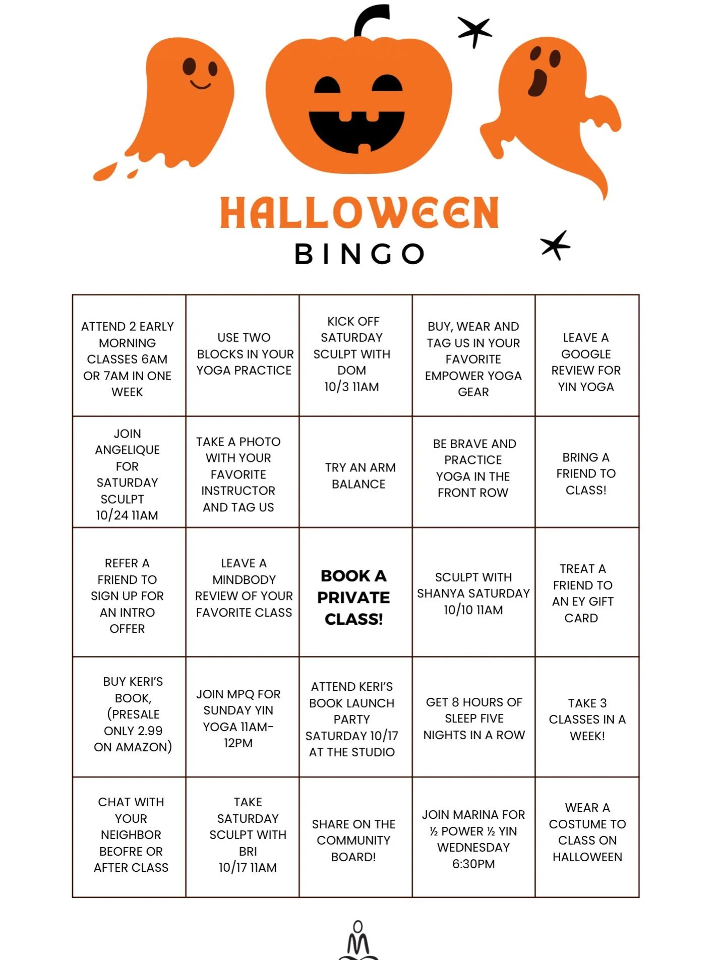 🎃👻 HALLOWEEN BINGO IS COMING SOON! 👻🎃

October at Empower is getting a little spooky&hellip; and there&rsquo;s a FREE MONTH OF YOGA and prizes up for grabs! 🖤🧡

STARTING October 1 2026! Grab your Halloween Bingo card at the studio and get ready