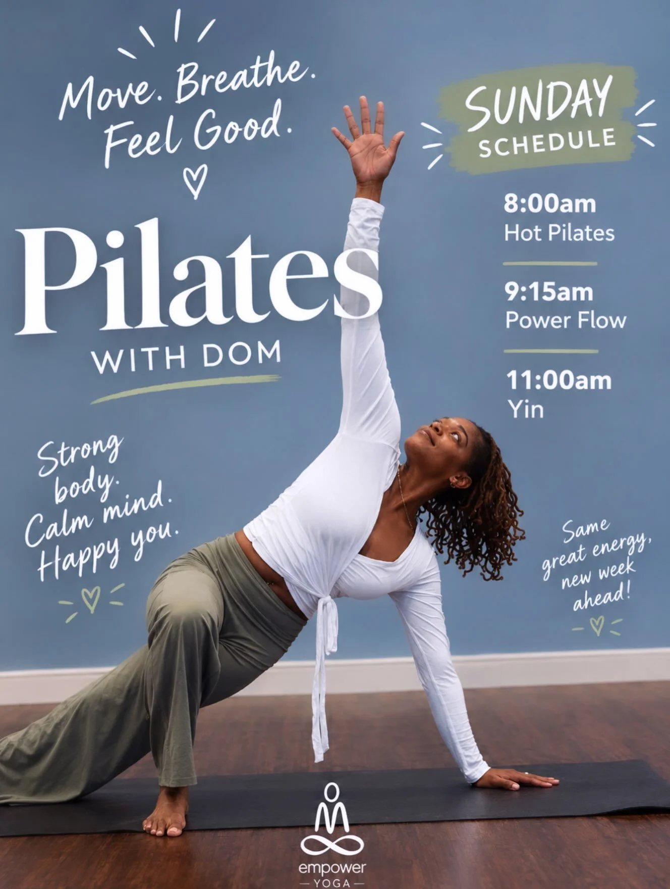 Sunday plans? We&rsquo;ve got you. ☀️

Start your morning with a little burn, flow into your weekend, then slow things down with some Sunday Yin. Come move, breathe, stretch, and leave feeling ready for the week ahead. ✨

SUNDAY SCHEDULE
🔥 8:00 AM &