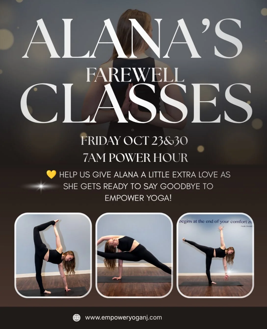 💛 Help us give Alana a little extra love as she gets ready to say goodbye to Empower Yoga!

Alana is finishing up her PhD and research at Princeton, and we couldn&rsquo;t be more proud of her and all she&rsquo;s accomplishing! 🎓✨ We&rsquo;re so gra